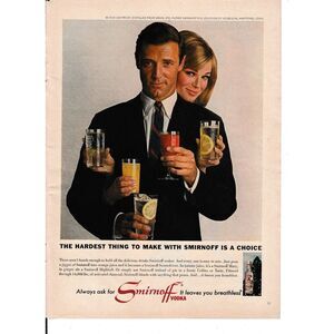 Smirnoff Vodka 1965 Magazine‎ Print Ad 8" x 11"
